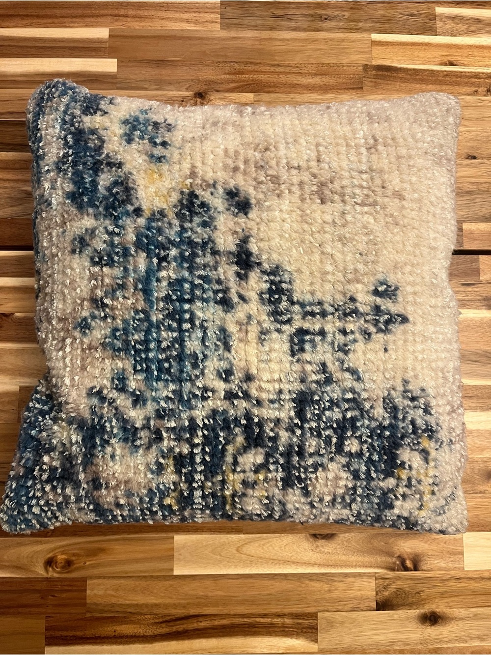West Elm Blue and Cream Textured Accent Pillow Cover